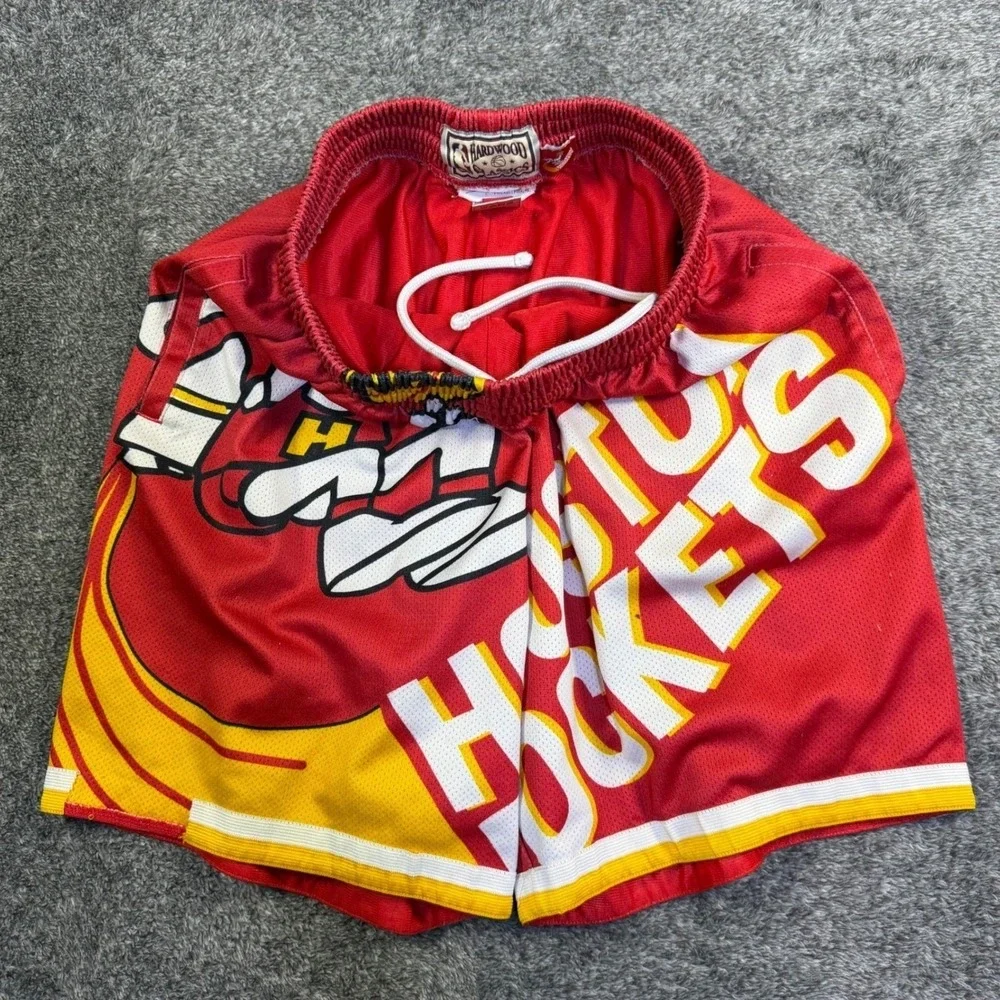 Mitchell & Ness Houston Rockets Shorts‎ Mens Medium Red Hardwood Classics Rare